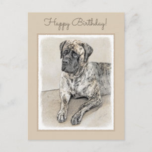 English Mastiff (Brindle) Painting - Dog Art Postcard