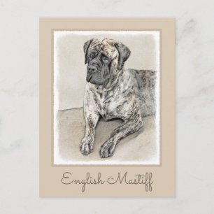 English Mastiff (Brindle) Painting - Dog Art Postcard