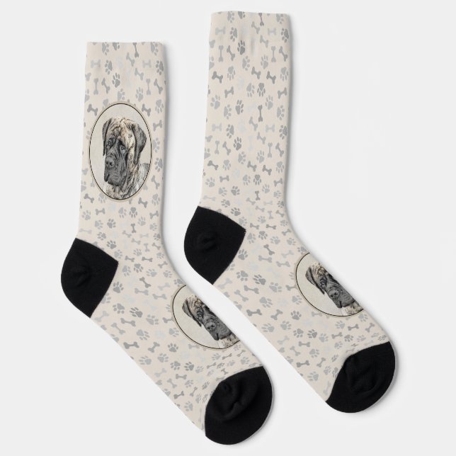 English Mastiff (Brindle) Painting - Dog Art Socks (Right)