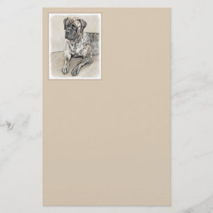 English Mastiff (Brindle) Painting - Dog Art Stationery