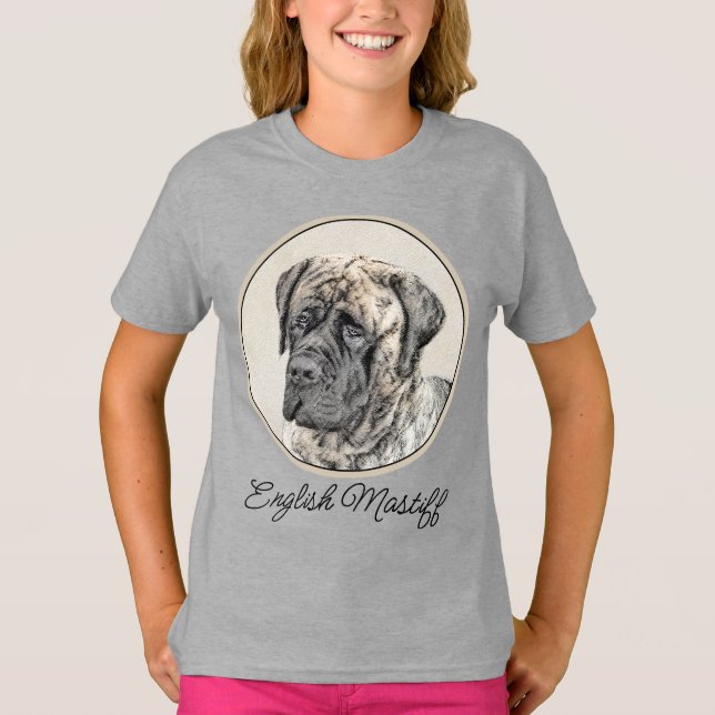 English Mastiff (Brindle) Painting - Dog Art T-Shi T-Shirt (Front)