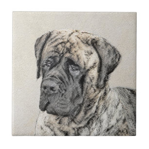 English Mastiff (Brindle) Painting - Dog Art Tile