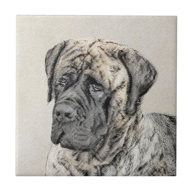 English Mastiff (Brindle) Painting - Dog Art Tile (Front)