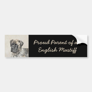English Mastiff (Brindle) Painting - Original Dog Bumper Sticker