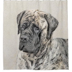 English Mastiff (Brindle) Painting - Original Dog Shower Curtain