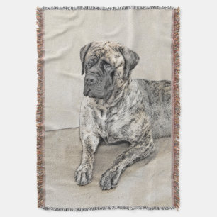 English Mastiff (Brindle) Painting - Original Dog Throw Blanket