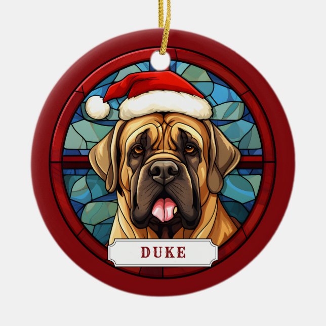 English Mastiff Ceramic Circle Ornament (Front)