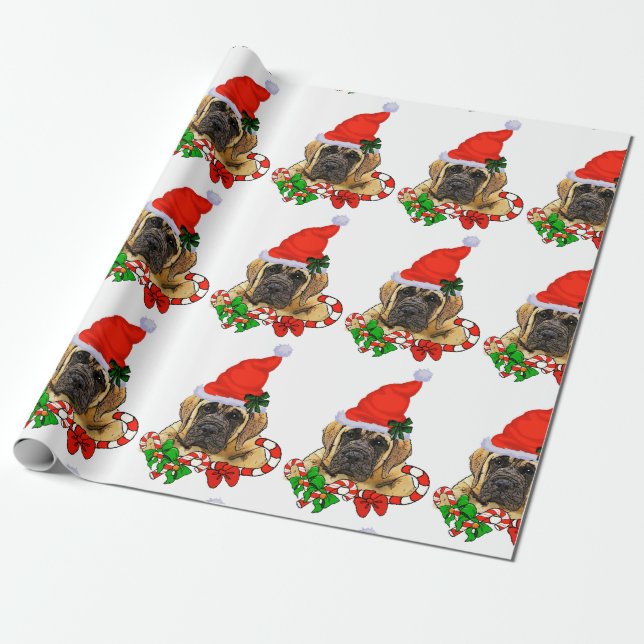 English Mastiff Christmas Wrapping Paper (Unrolled)