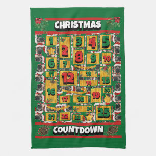 English Mastiff Countdown Christmas Advent Dog Tea Towel