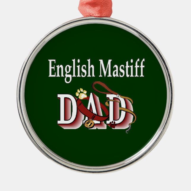 English Mastiff Dad Metal Tree Decoration (Front)