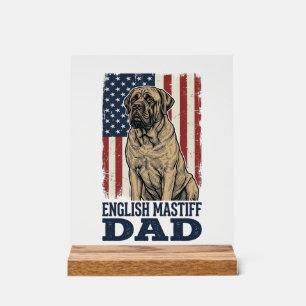 English Mastiff Dad Patriotic Vintage Dog Design_1 Acrylic Sign
