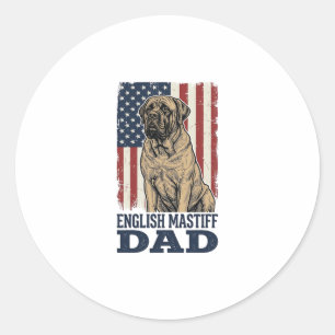 English Mastiff Dad Patriotic Vintage Dog Design_1 Classic Round Sticker