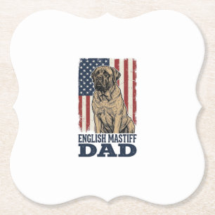 English Mastiff Dad Patriotic Vintage Dog Design_1 Paper Coaster