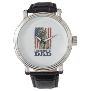 English Mastiff Dad Patriotic Vintage Dog Design_1 Watch