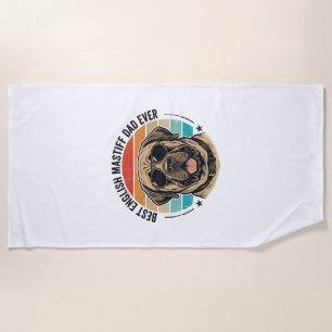 English Mastiff Dad Vintage Sunset Dog Vector Desi Beach Towel