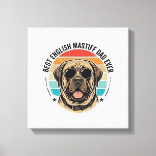 English Mastiff Dad Vintage Sunset Dog Vector Desi Canvas Print