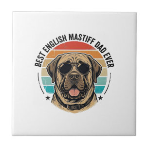 English Mastiff Dad Vintage Sunset Dog Vector Desi Tile