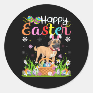 English Mastiff Dog Happy Easter Egg Hunt Bunny Ea Classic Round Sticker