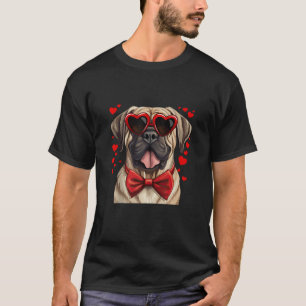 English Mastiff Dog Hearts Sunglasses Bow Tie Vale T-Shirt