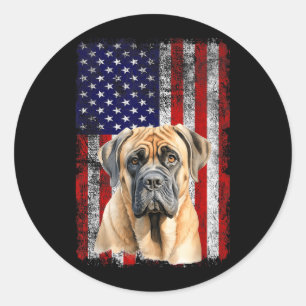 English Mastiff Dog Lover US Flag 4th of July Classic Round Sticker