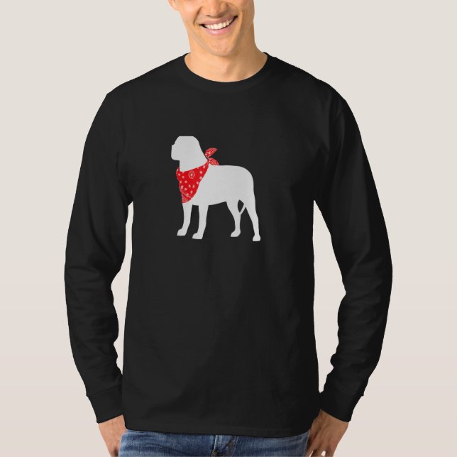 English Mastiff Dog Wearing Red Bandanna T-Shirt (Front)