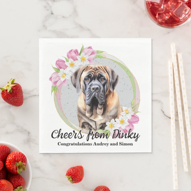 English Mastiff Dog Wedding Napkins With Photo (Insitu)