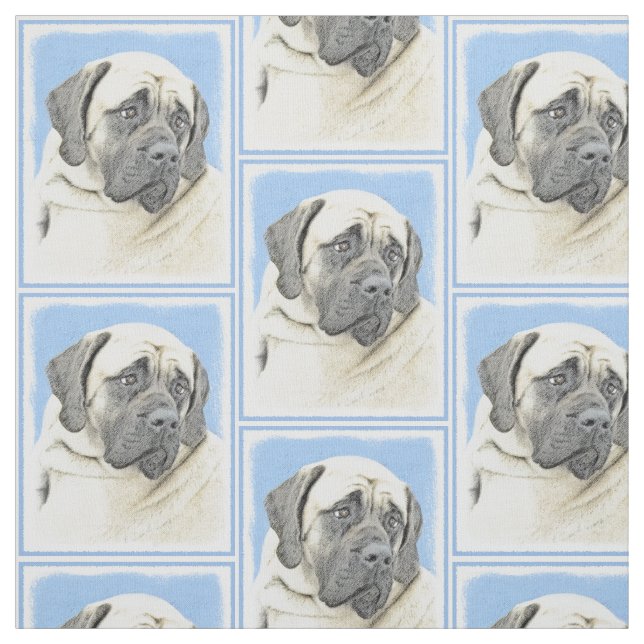 English Mastiff (Fawn) Painting - Original Dog Art Fabric (Swatch)