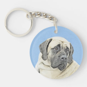 English Mastiff (Fawn) Painting - Original Dog Art Key Ring