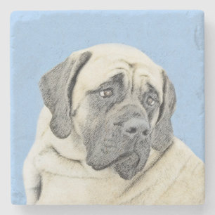 English Mastiff (Fawn) Painting - Original Dog Art Stone Coaster