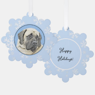 English Mastiff (Fawn) Painting - Original Dog Art Tree Decoration Card