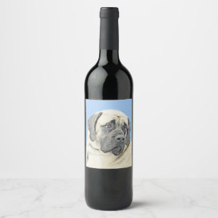 English Mastiff (Fawn) Painting - Original Dog Art Wine Label