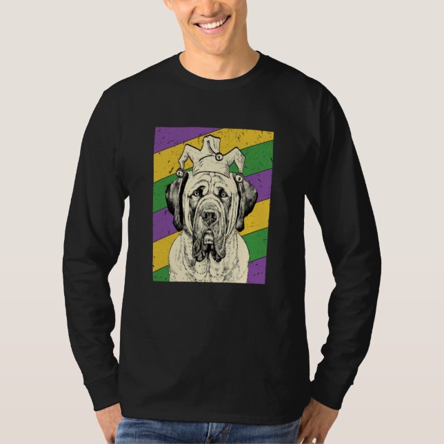 English Mastiff Jester Mardi Gras Dog Mom or Dad T-Shirt (Front)