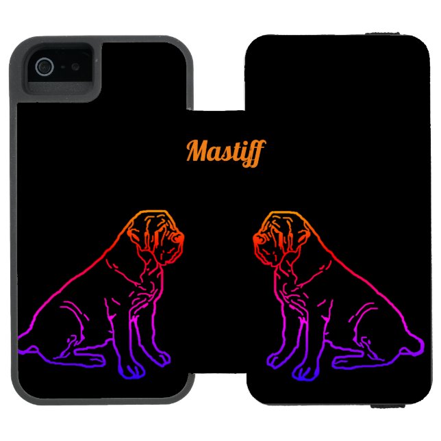 English Mastiff Neon English Mastiff Incipio iPhone Wallet Case (Folio Open)