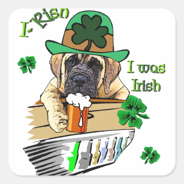 English Mastiff St Patricks Square Sticker (Front)