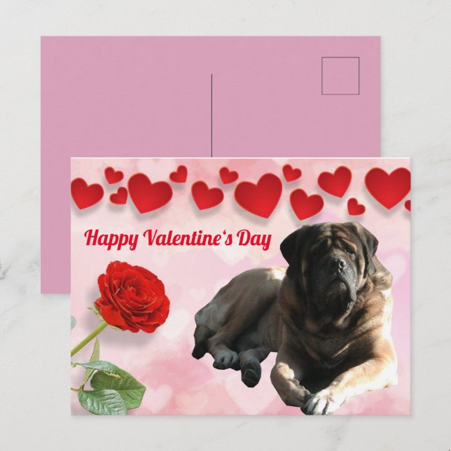English Mastiff Valentine's Day card (Front/Back)