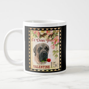 English mastiff Vintage Valentine Dog With Rose Large Coffee Mug