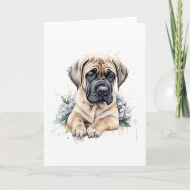 English Mastiff Watercolor Thank You Card (Front)