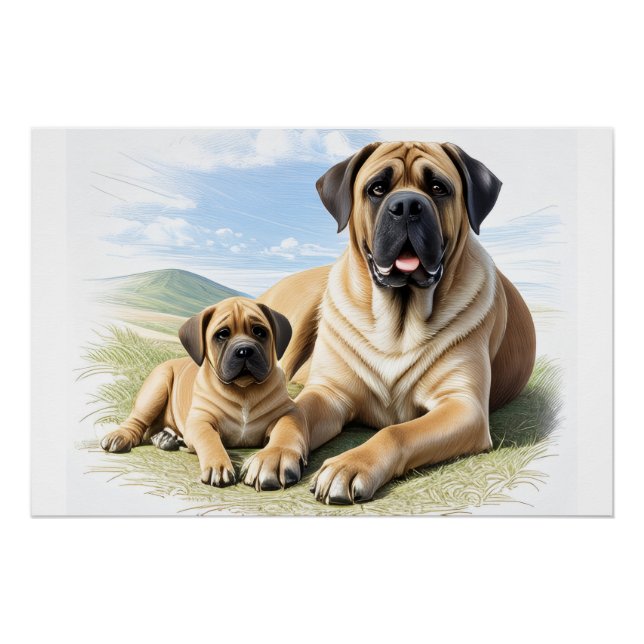 English Mastiff with child on vacation Poster (Front)