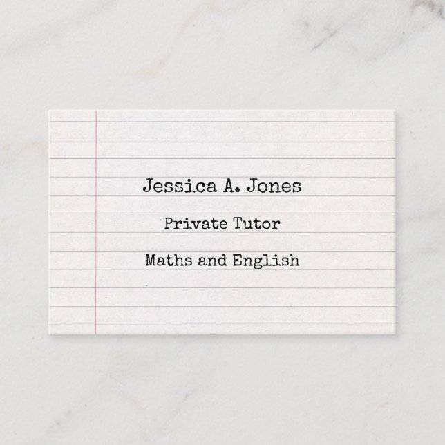 English/Maths Tutor business cards (Front)