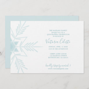 ENGLISH modern blue WINTER WONDERLAND quinceañera Invitation