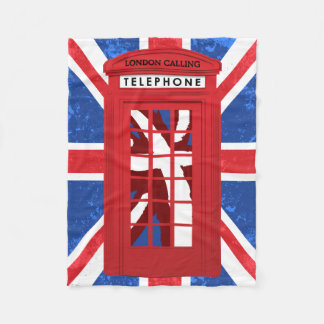 English Phone Booth, Union Jack Fleece Blanket