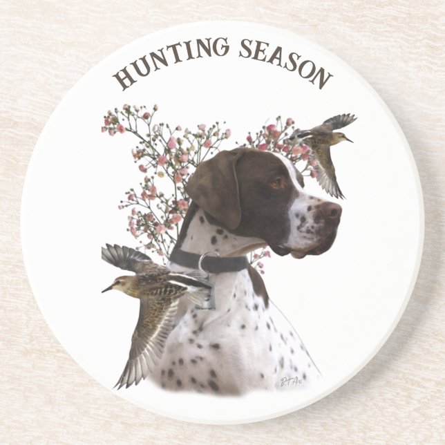 English pointer, bird hunting  coaster (Front)