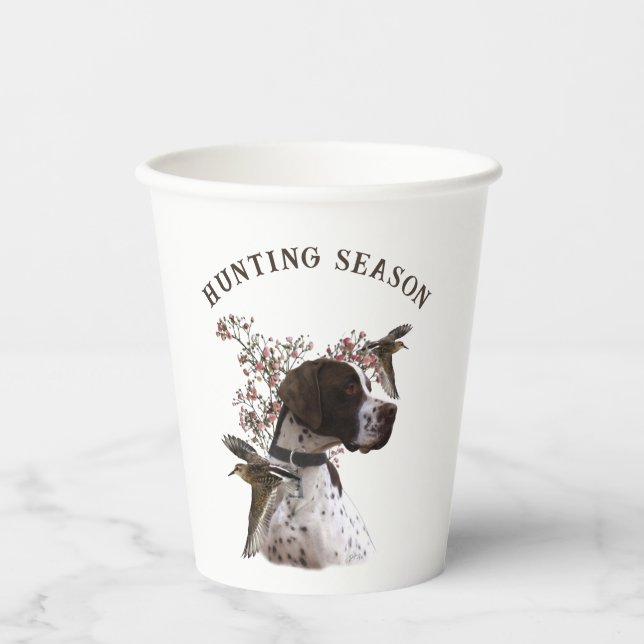 English pointer, bird hunting  paper cups (Front)