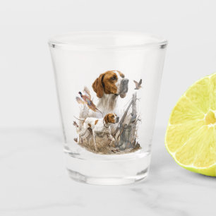 English pointer, bird hunting shot glass