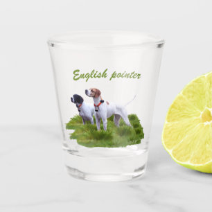 English pointer, bird hunting shot glass