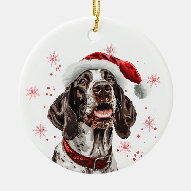 English Pointer Dog Christmas Personalized Ceramic Tree Decoration (Front)