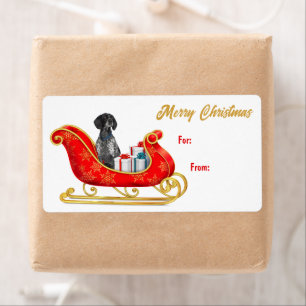English Pointer Dog Christmas Sleigh Gift Tag