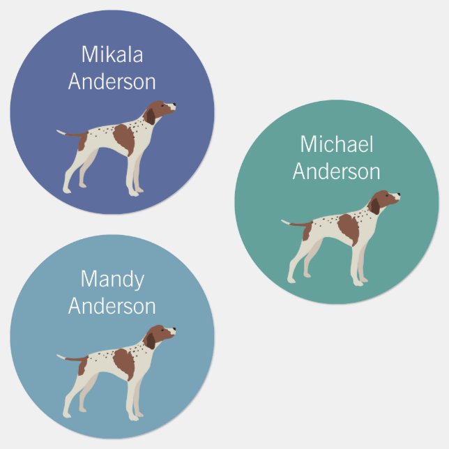 English Pointer dog colours waterproof label (Group)