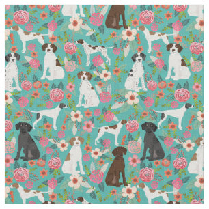 English Pointer Dog Florals Fabric