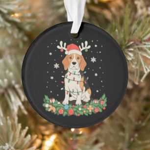 English Pointer Dog Reindeer Hat Christmas Lights Ornament